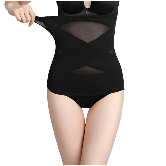Elainilye Fashion Waist Cincher Shapewear Summer Abdominal Band High Waist Breathable Traceless Ultra-thin Body Shaper,Black