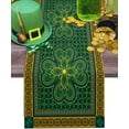 thumbnail image 1 of St. Patrick's Day Cotton Linen Dining Table Runner Traditional Shamrock Irish Decor Retro Geometric Non-Slip Heat Resistant Table Runners for Family Dinner Kitchen Table,18x72 Inch, 1 of 7