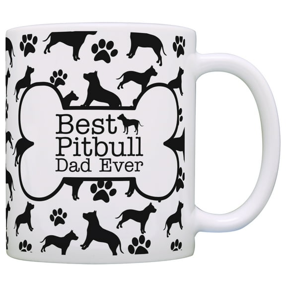 ThisWear Dog Owner Best Pitbull Dad Ever Paw Pattern Coffee Mug Bone Pattern