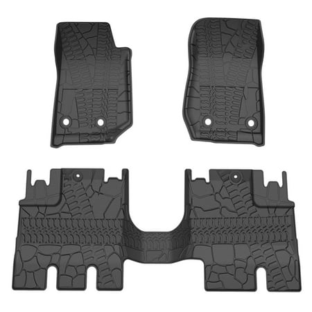 For 2014-2019 Jeep Wrangler JK 4 Door Unlimited Slush Floor Mats All Weather,Includes 1st & 2nd Front Row and Rear Floor Liner
