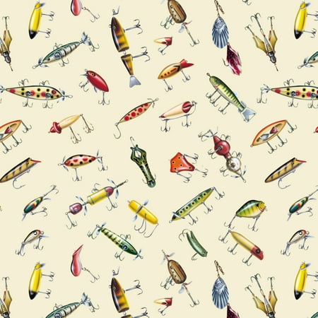 Antique Fishing Fish Lures Premium Roll Gift Wrap Wrapping Paper ...