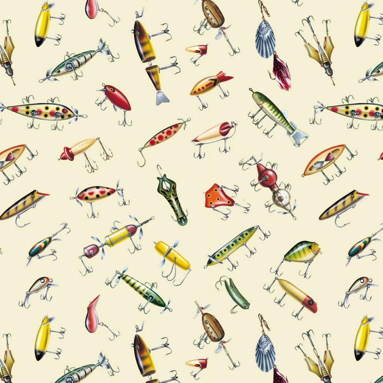 Antique Fishing Fish Lures Premium Roll Gift Wrap Wrapping Paper