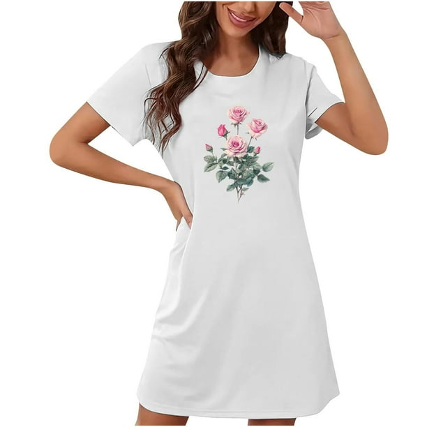 Camisón corto de talla grande para mujer, camisón de manga corta con estampado de pecho a la moda, camisón para mujer