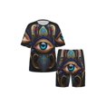 thumbnail image 3 of Men's Short Sleeve Pajama Set 2-Piece Loungewear Sleepwear Top and Shorts, Fatima Hamsa Hand Evil Eye Ornaments, 3 of 5