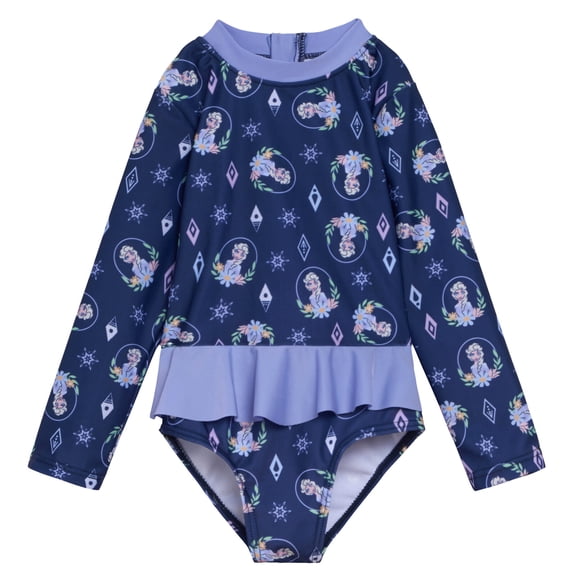 Disney Frozen Toddler Girls' One Piece Swimwear Navy Elsa Snowflake