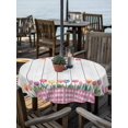 thumbnail image 2 of Outdoor Tablecloth with Umbrella Hole for Patio/Picnic/Party/Camping, Spring Tulip Waterproof Table Cloth Round Cover Washable, Watercolor Flowers Wooden Grain Pink Plaid (Dia 60"), 2 of 8