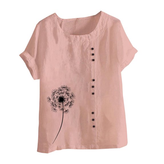 IROINNID Fashion Women Summer Loose Novelty Print Round-Neck T-Shirt Women Short Sleeve Casual Blouse Spring Saving Sale