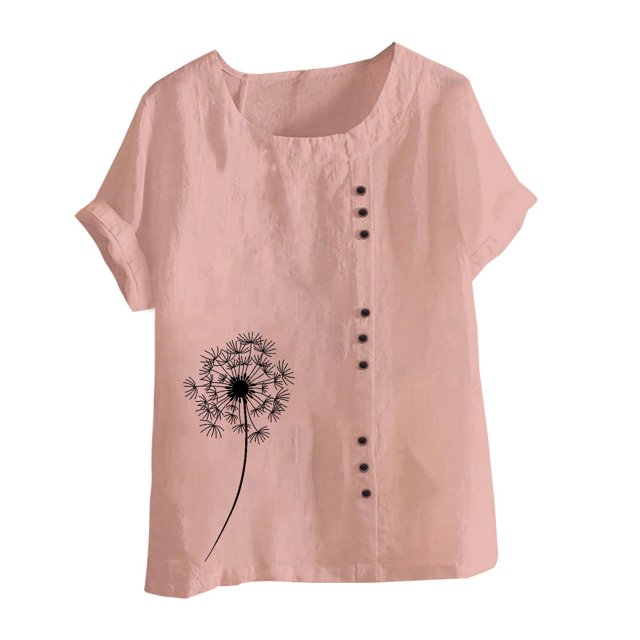 Birdeem Mode Femmes Été T-Shirt Imprimé Ample Col Rond Manches Courtes Blouse Décontractée