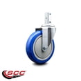 thumbnail image 2 of 5 Inch Blue Polyurethane Wheel Swivel 3/4 Inch Square Stem Caster SCC, 2 of 2