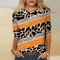 thumbnail image 2 of CEHVOM T-shirt Ample à Imprimé Léopard pour Femmes, Manches 3/4, Col Rond, Décontracté, en Liquidation, 2 of 5