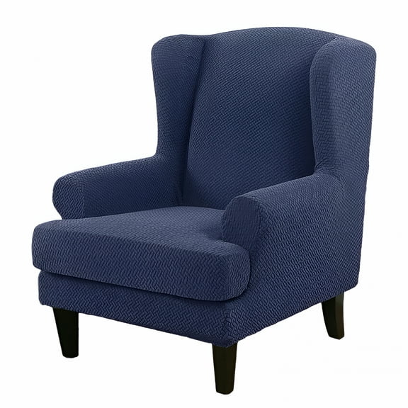 AUQ Wing Chair Cover Wing Back Arm Chair Furniture Cover Wing Chair Slipcovers Sofa Cover High Stretch Slip Resistant Wingback Chair Covers (Blue)