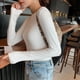 thumbnail image 1 of Camiseta básica de cuello redondo de algodón modal de primavera y otoño para mujer Camiseta interior de manga larga negra de otoño e invierno para mujer, 1 of 6