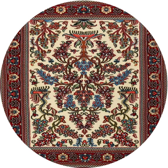 Ahgly Company Indoor Round Traditional Saffron Red Persian Area Rugs, 3' Round