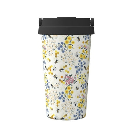 

Junzan Wildflower Honeybee for Stainless Steel Vacuum Insulated Tumbler - Reusable Insulated Cold Brew Iced Coffee Cup Thermos -Gifts for Women Men Him Her