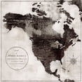 thumbnail image 2 of Cusson, Marie-Elaine 26x26 White Modern Wood Framed Museum Art Print Titled - World Map Black and White IV-North America, 2 of 4