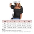 thumbnail image 1 of Top De Verano, Fruncido, Transpirable, Dobladillo Con Volantes, Manga Farol De Color Puro, Cuello Cuadrado, Blusas De Mujer Para Uso Diario EOTVIA Negro L, 1 of 5