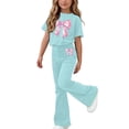 thumbnail image 2 of Rvasteizo Girls Summer Set Print Crew Neck Short Sleeve Tee and Fashion Casual Long Pants 2 Piece Set for Kids 5-15 Years, 2 of 4