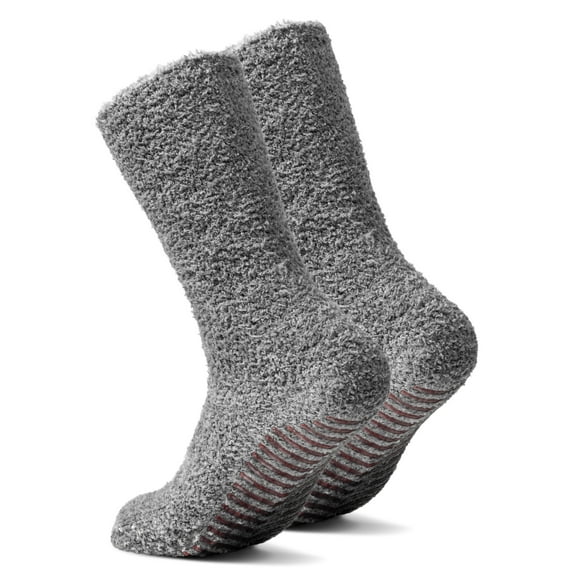 Fuzzy Slipper Socks with Grips – Non-skid socks – Cozy Socks – 2 pairs