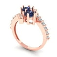 thumbnail image 2 of 1.98ct Round Cut Blue Sapphire 18k Pink Rose Gold Engraving Statement Bridal Wedding Designer Ring Size 10.5, 2 of 5