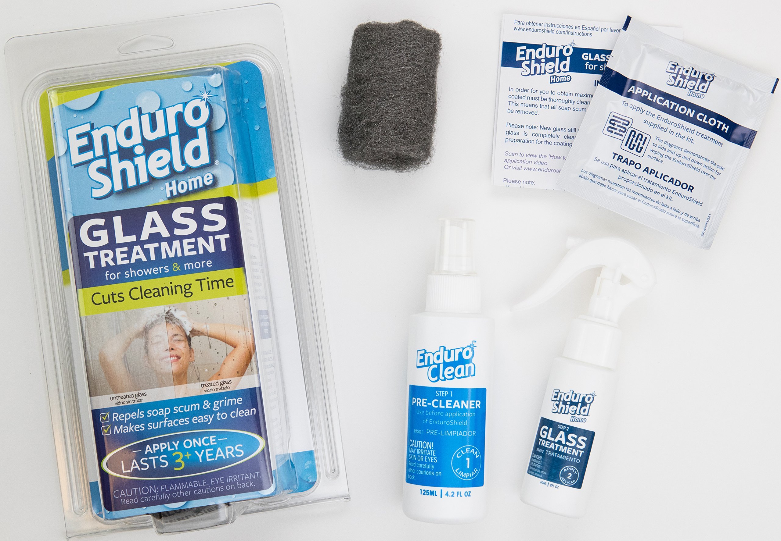 Enduroshield Home Treatment 2 oz Kit for Showers & More -One Application Protects, Makes Glass Easier to Clean for 3 Years.