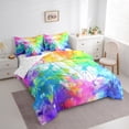 thumbnail image 3 of Manfei Dreamy Watercolor Bedding Comforter Set 7 Pieces for Teens, Oil Printing Full Bedding Set, Modern Abstract Art Reversible Fitted Sheet Flat Sheet, Super Cozy Room Decor, 3 of 7