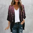thumbnail image 5 of Hvyesh Plus Size Women Chiffon Kimono Cardigan Lightweight 3/4 Sleeve Open Front Tops Beach Wear Cover Up, 5 of 5