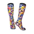 thumbnail image 4 of Easygdp The Garden Tricolor Pansy Flower Soccer Socks Sport Knee High Socks Calf Compression Athletic Socks for Men and Women, 4 of 9