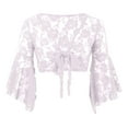 thumbnail image 4 of IUJSOY Wrap Bell Long Sleeve for Women Floral Lace Tie Front Crop Cardigan Belly Dance, 4 of 7
