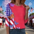 thumbnail image 6 of GEWSEY 3/4 Length Sleeve Womens Tops Casual Loose Fit Crewneck T Shirts Cute Solid Three Quarter Length Tunic Tops (Watermelon Red, M), 6 of 8