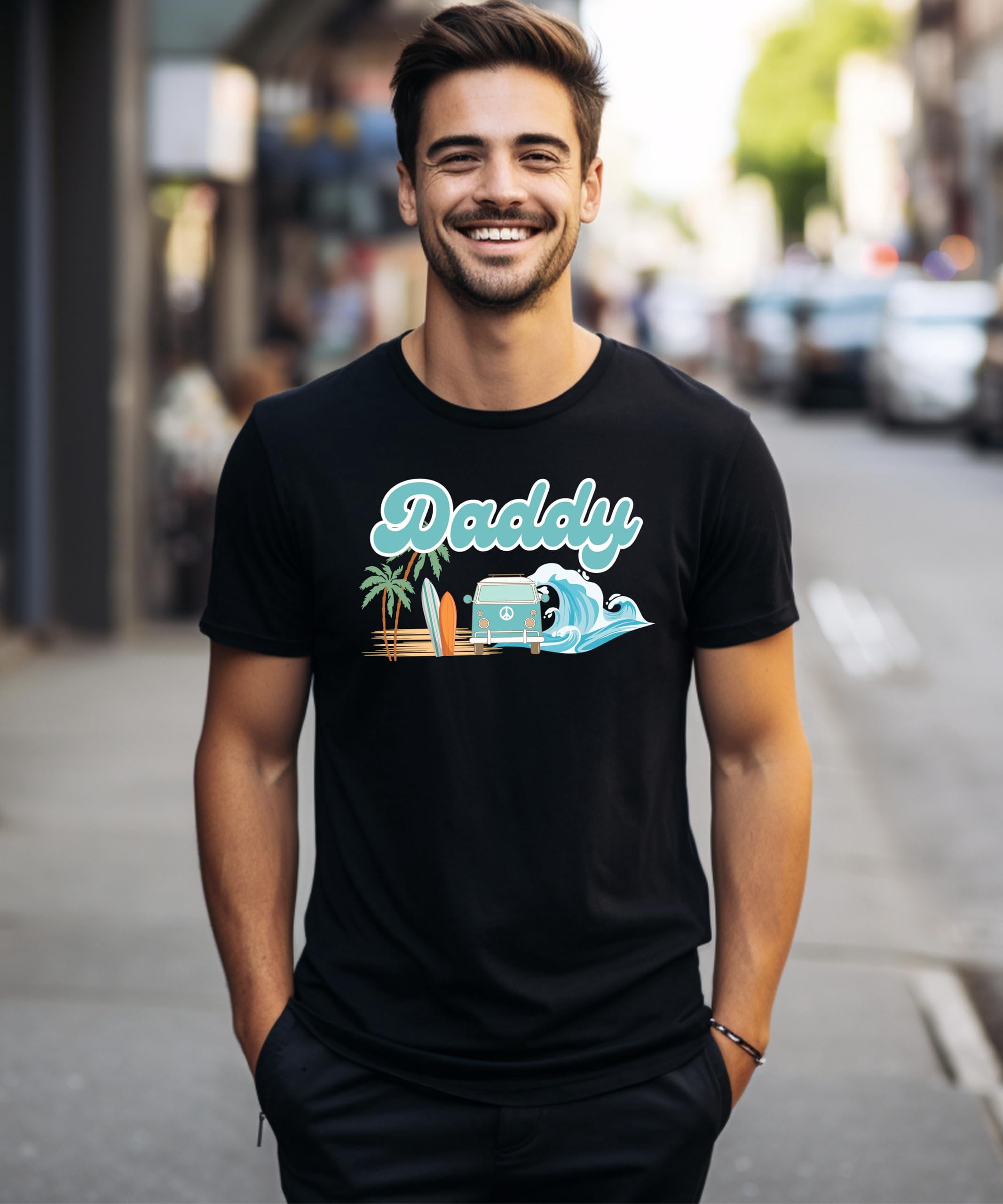 The Big One Surf Theme Matching Family Birthday Shirt for Daddy -Sold Individually Black Shirt Adult Small