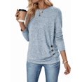 thumbnail image 2 of Womens Long Sleeve Shirts Tops Button Casual Blouses Pullover Tunic Winter Fashion Clothes Sky Blue XXL, 2 of 9