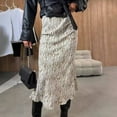 thumbnail image 3 of Women Midi Skirt High Waist Leopard Print Loose Fit Mid-calf Length Skirt Commuting Style Zipper Design Skirt, 3 of 7