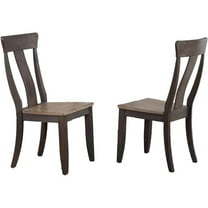 Wood Dining Chairs in Gray/Black Stone (Set of 2)