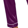 thumbnail image 4 of NominalSnug Satin Pajamas Sets for Women Short Sleeve Button down Sleepwear Wide Leg Pants Loungewear, 4 of 8