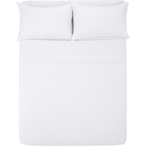 Sábana Matrimonial 1800 Hilos MELOCOTTON HOGAR Microfibra Grabada Ultra Suave Blanco