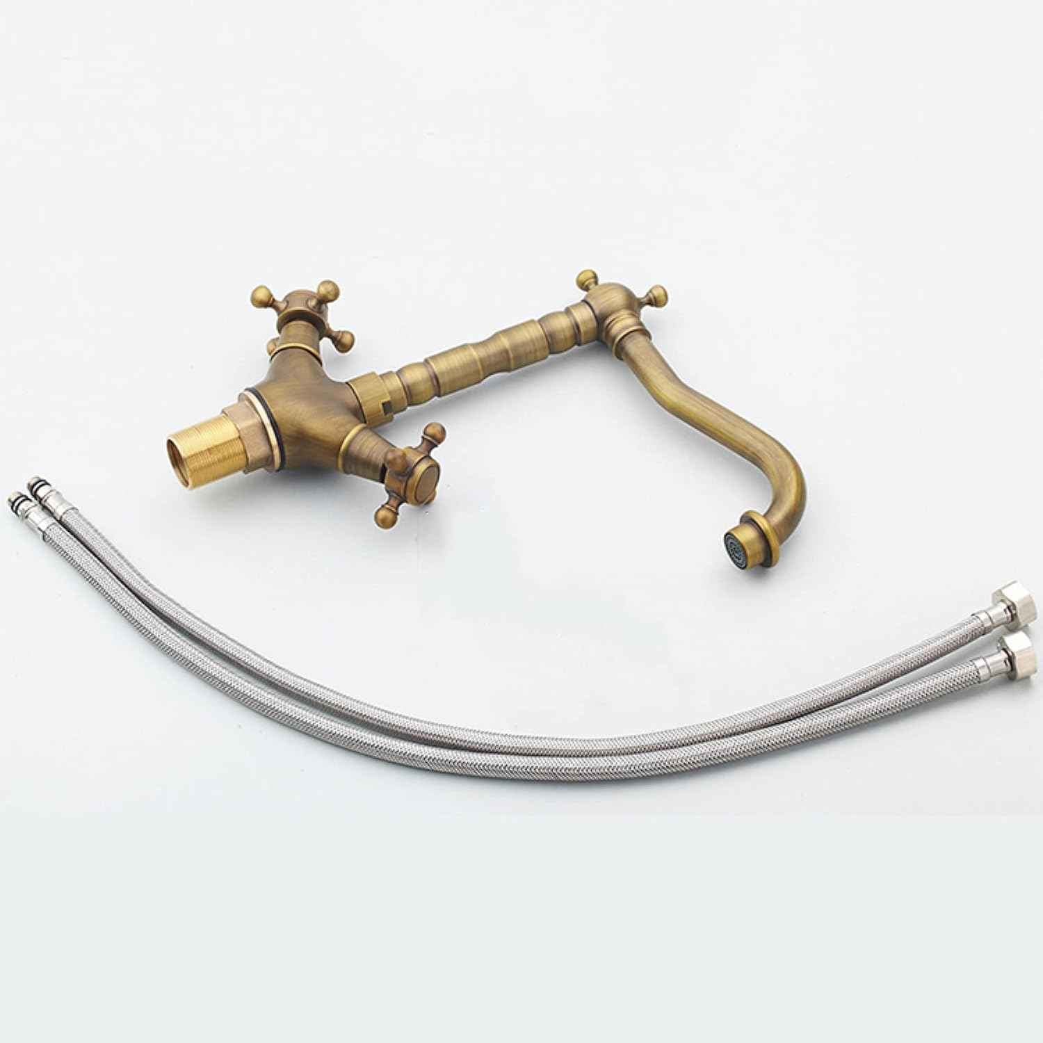 Vintage Sink Faucet Bathroom,360 Degree Swivel Spout Bathroom Sink Faucet, Cold Hot Mixer Vintage Vanity Tap, Double Cross Handle Mixer Bathroom Sink Tap, Gold