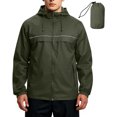 thumbnail image 2 of CharmCyan Lightweight Waterproof Hooded Windbreaker Jacket for Men with Adjustable Drawstring and Full Zip Closure for Outdoor Activities Army Green L, 2 of 2