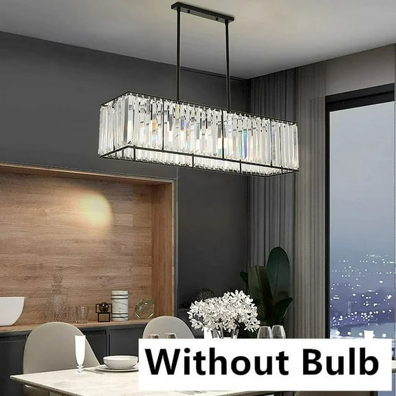 MONIPA 4 Lights Pendant Lighting Modern Crystal Chandeliers for Kitchen Island Dining Room (Black)