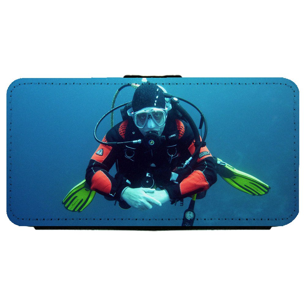 Scuba Diver in Deep Water Ocean Samsung Galaxy S7 Leather Flip Phone