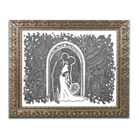 Trademark Fine Art 'Wedding Kiss' Canvas Art by Viz Art Ink, Gold Ornate Frame