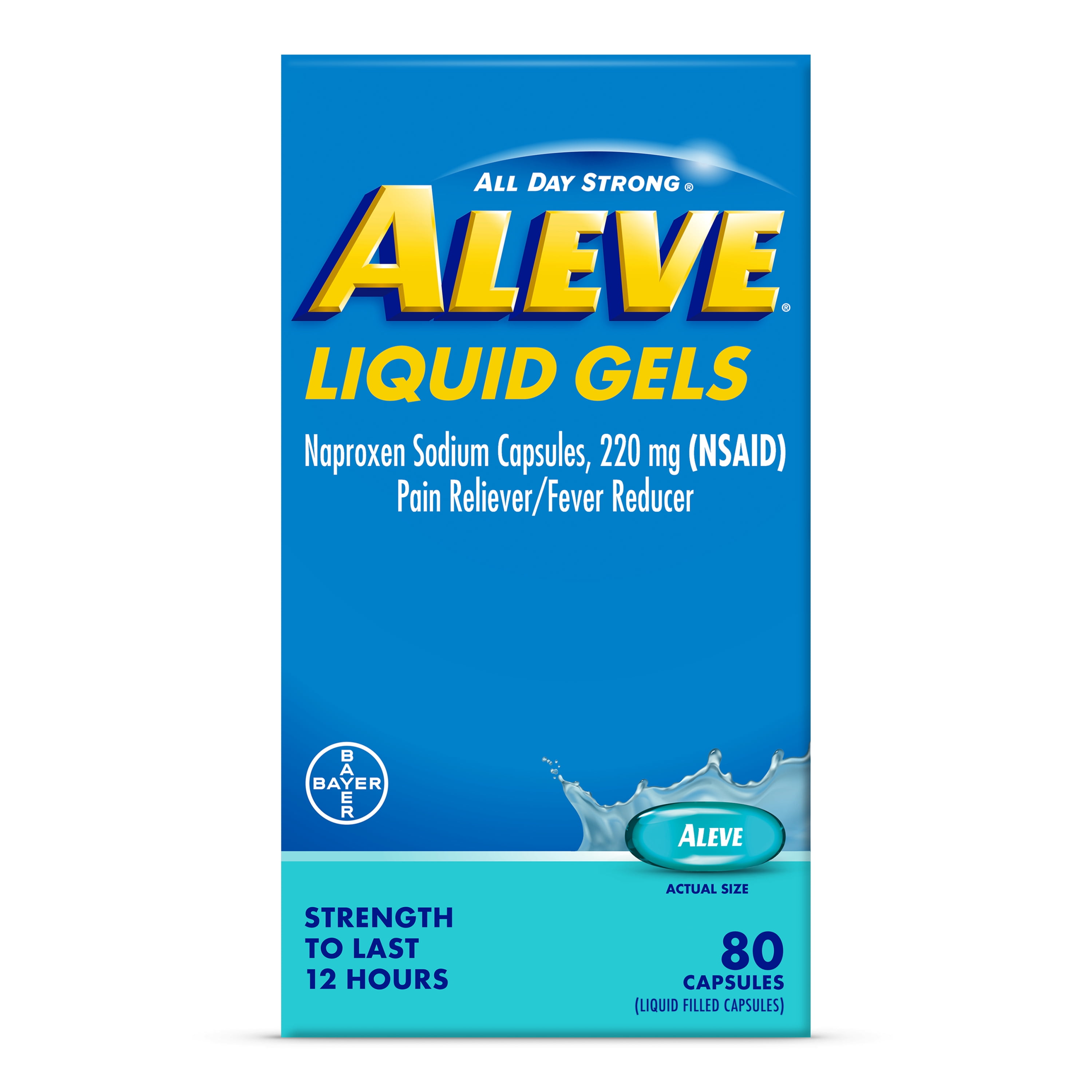 (3 pack) Aleve Liquid Gels Naproxen Sodium Pain Reliever, 80 Count