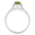 thumbnail image 4 of 2.01 ct Brilliant Princess Cut Natural Peridot 14k White Gold Halo Solitaire with Accents Engagement Bridal Wedding Ring Band Set size 3.5, 4 of 7