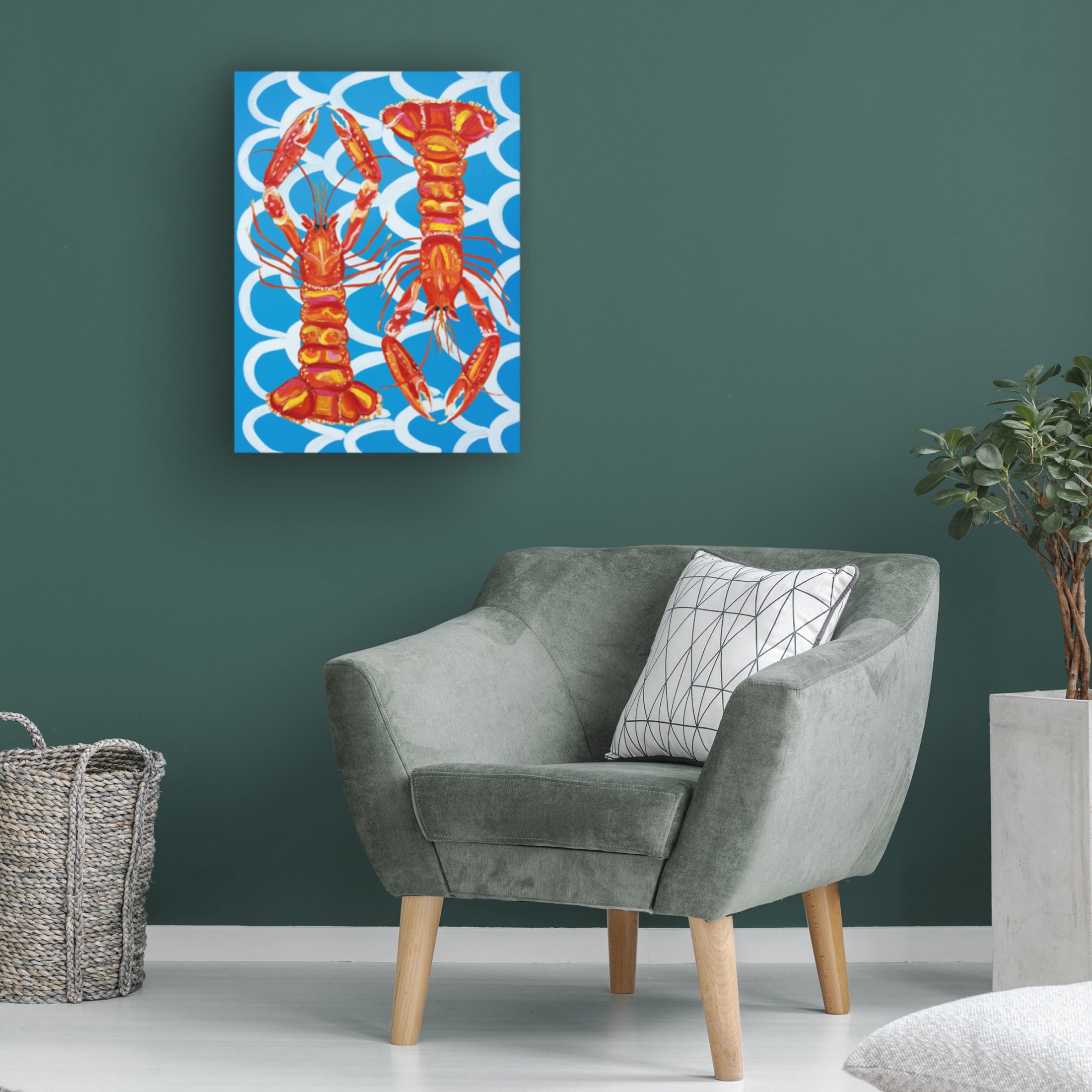 Trademark Fine Art Alice Straker  Langoustines On Blue Canvas Wall Art