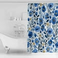 thumbnail image 4 of Extra Long Shower Curtain 72x96 Inch, Elegant Spring Floral Shower Curtain Waterproof Bathroom Decor Blue Flower Summer Botanical Fabric Bath Curtain Set Accessories with Hooks, 4 of 6