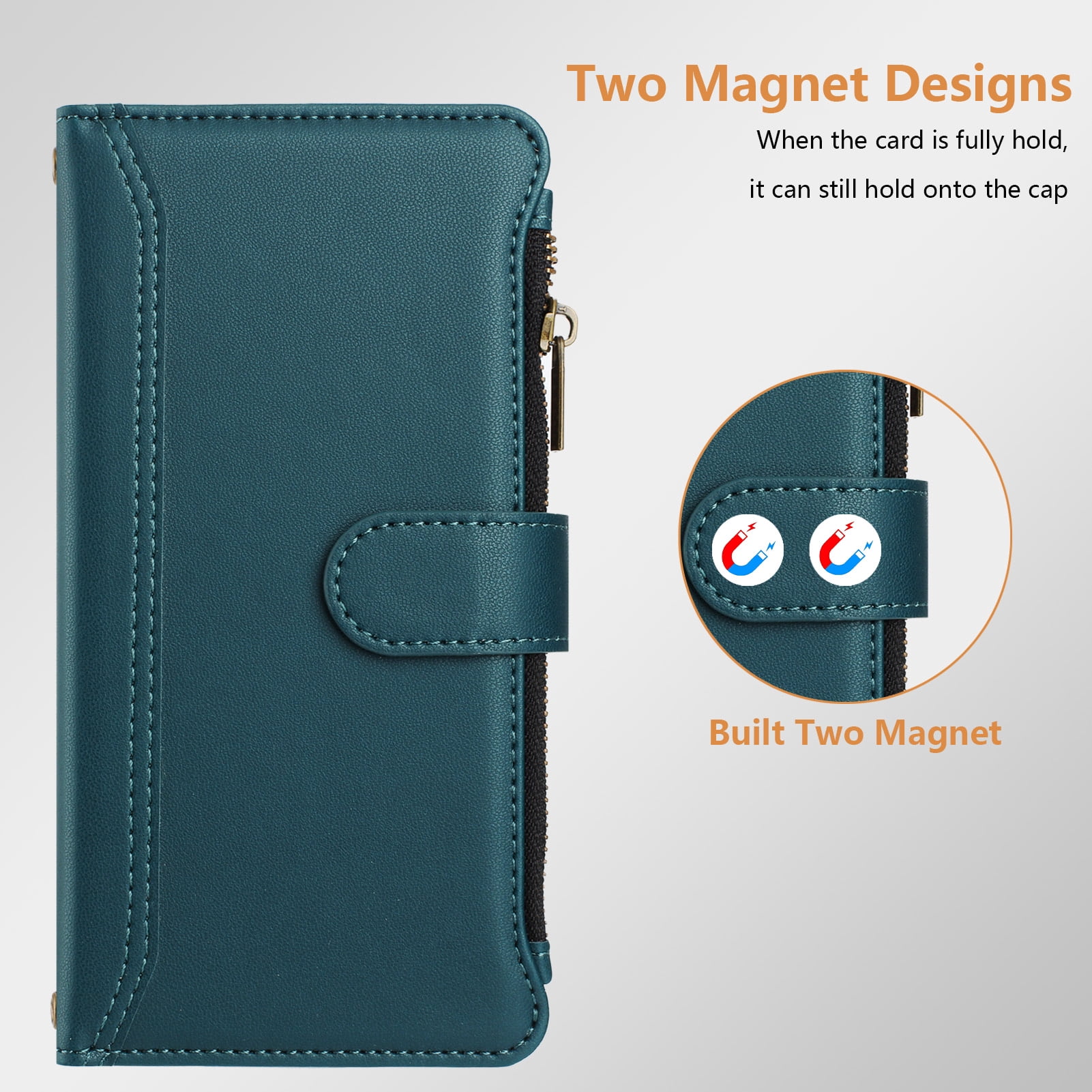 Case for TCL K23 Classic Leather Phone Case with Detachable Wrist Strap Zipper Pocket Card Holder Kickstand Support Wireless Charging Shockproof Cover
