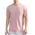 thumbnail image 2 of pstuiky camisetas para hombre, Blusa deportiva informal de color liso con cuello redondo y manga corta elástica para hombre camisas casuales para hombre xxl, 2 of 6