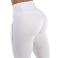 thumbnail image 6 of Moda Xpress Women's Juniors Stretchy Butt Lifting Mid Rise White Skinny Jeans 10319A, 6 of 6