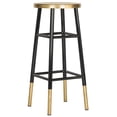 thumbnail image 3 of SAFAVIEH Emery 30" Solid Metal Gold Leaf Bar Stool, Black, 3 of 6