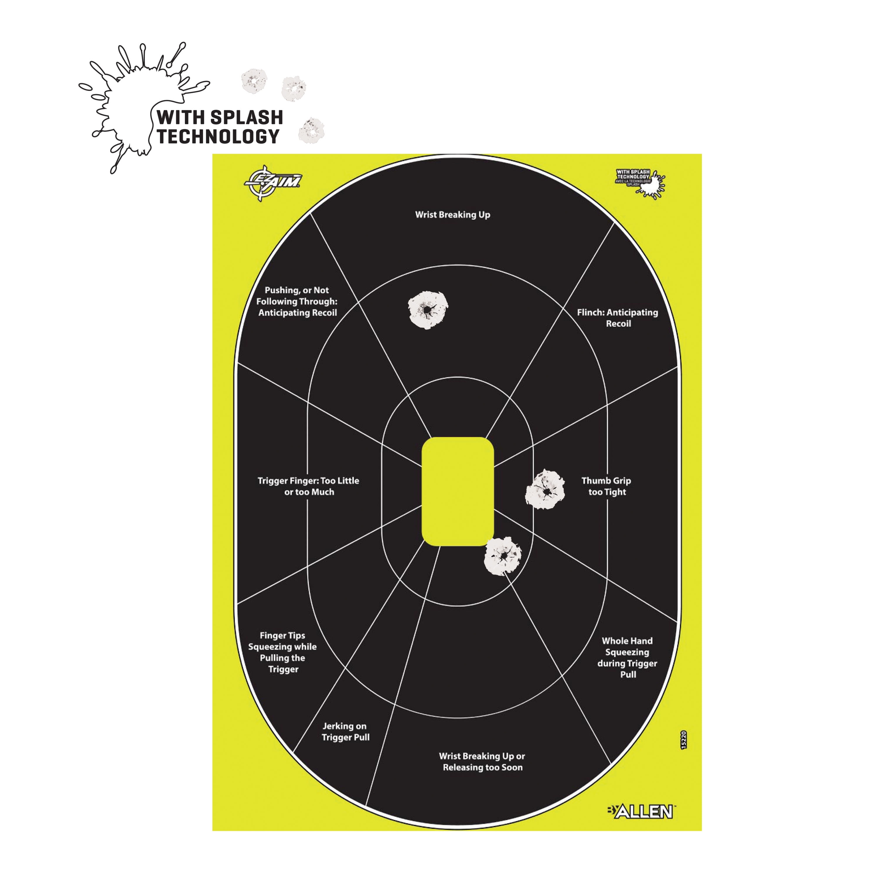 Ez Aim Splash Paper Shooting Targets, 12.5"W x 18.25"H, 30-Pack, Black