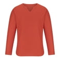 thumbnail image 4 of JUUYY Men's V Neck Waffle Knit Sweaters Long Sleeve Slim Fit Thermal Tops Casual Lightweight Muscle T Shirts Stretchy Solid color Undershirts Orange M, 4 of 5